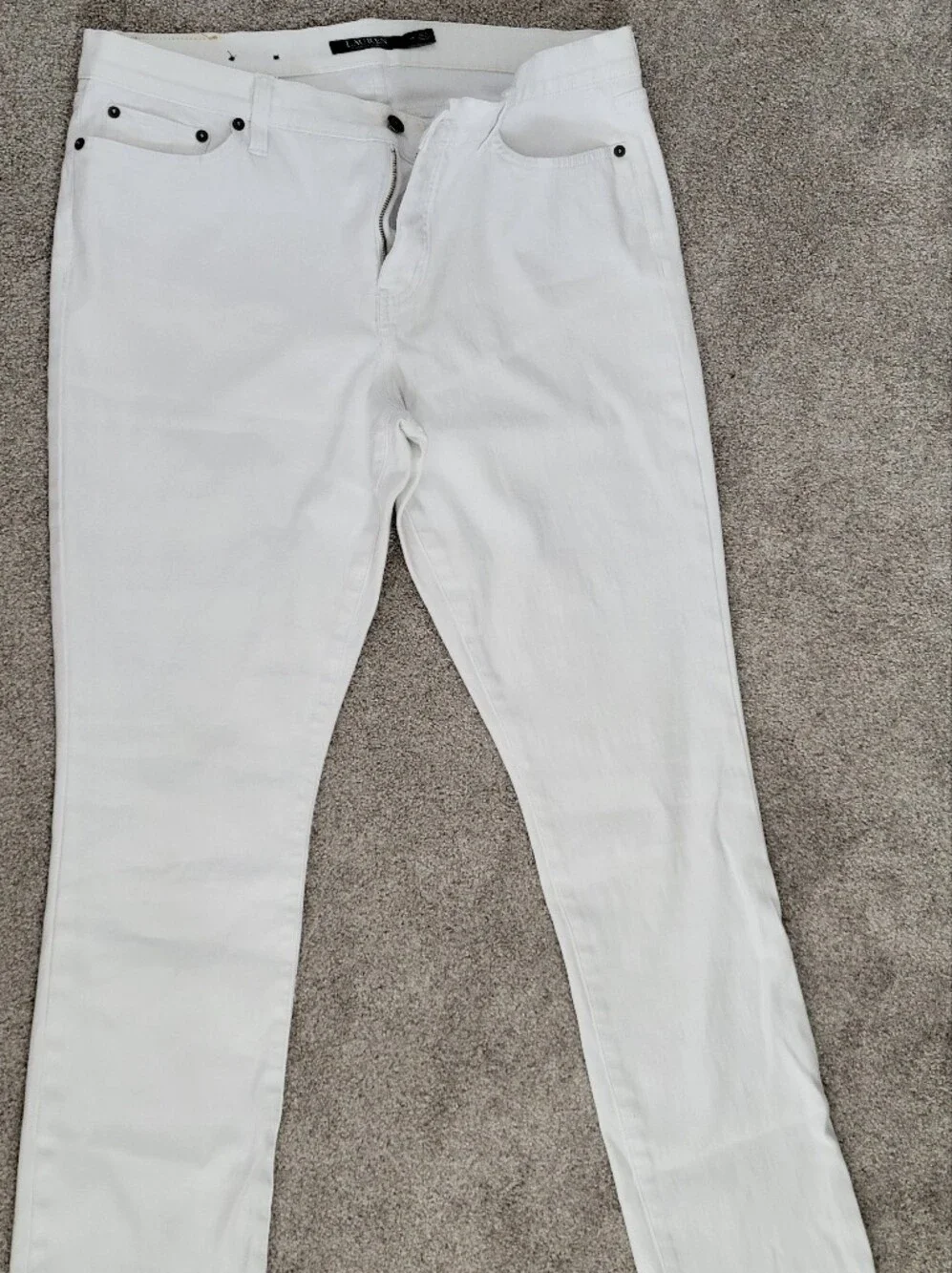 LAUREN Ralph Lauren White Modern Straight Jeans Size 14